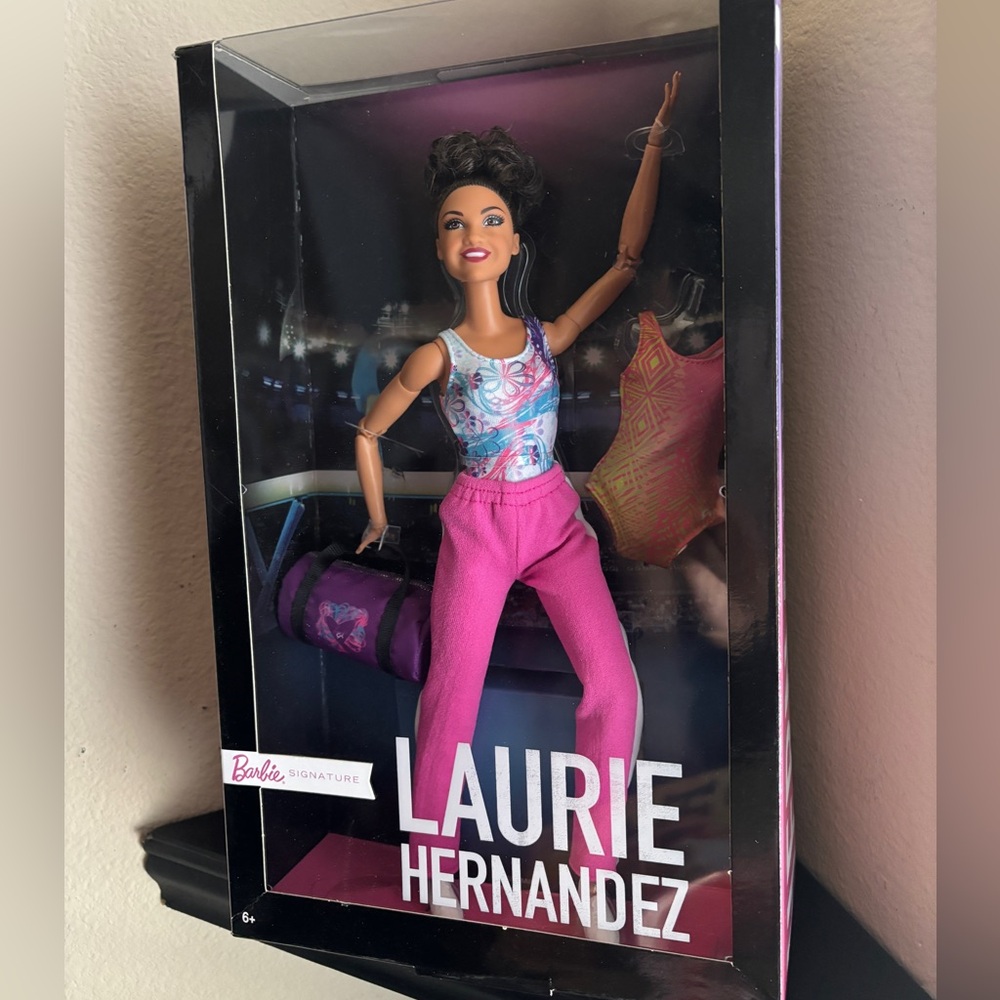 Laurie Hernandez Barbie Signature Gymnast Doll in Pink and Blue